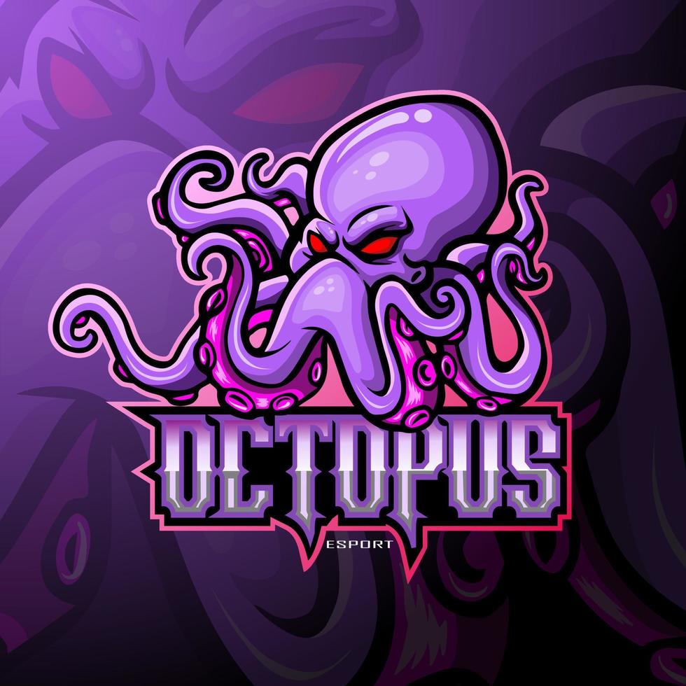 kraken octopus mascotte sport esport logo ontwerp. vector