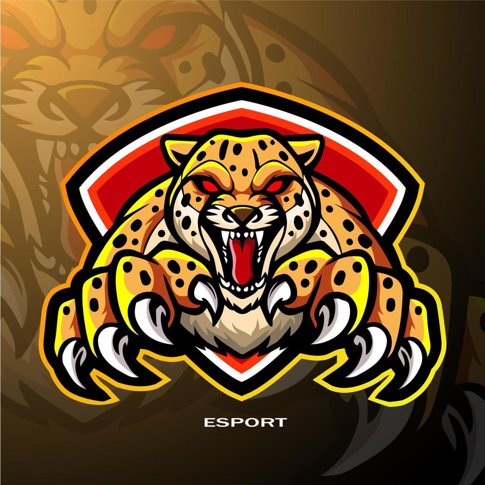 cheetah esport mascotte logo ontwerp vector