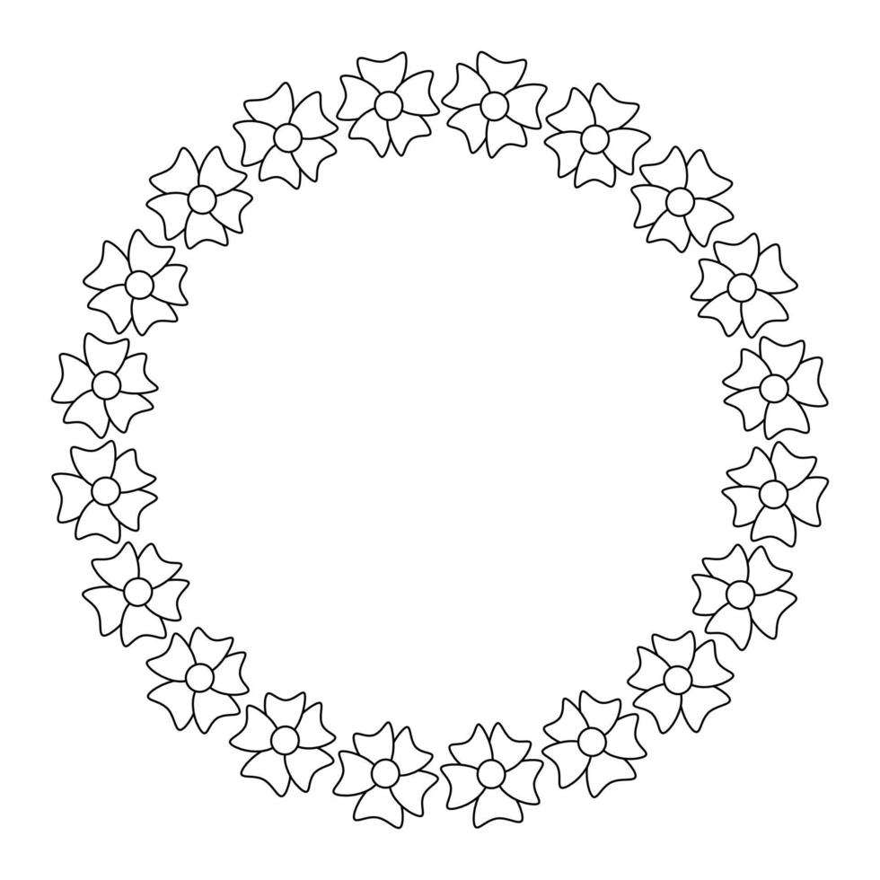 bloemen krans. het bloemframe is getekend in de doodle-stijl. zwart-wit afbeelding geïsoleerd op een witte background.for het maken van uitnodigingen en briefkaarten.circle van elements.vector afbeelding vector