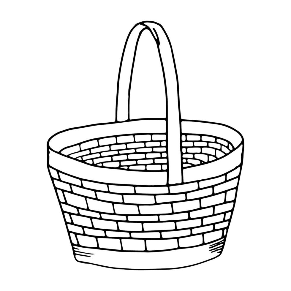 picknickmand in doodle-stijl vector