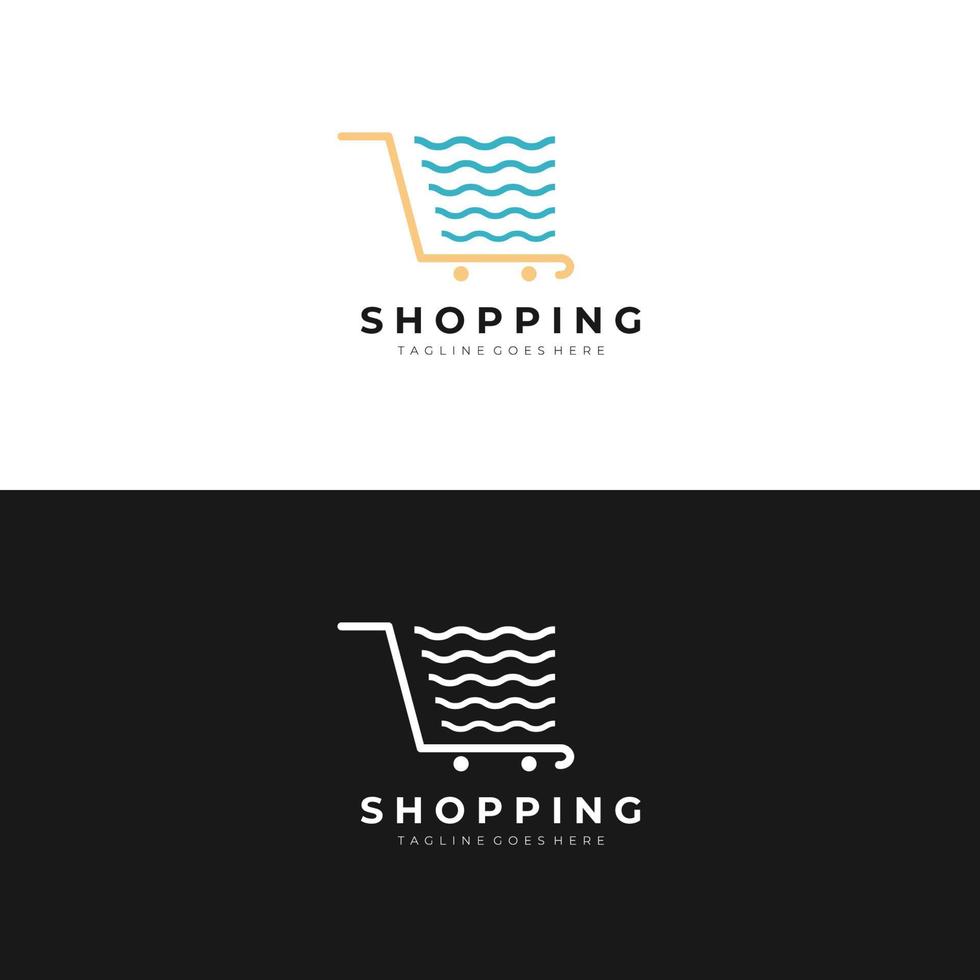 winkelen logo-ontwerp. trolley logo sjabloon. vector illustratie