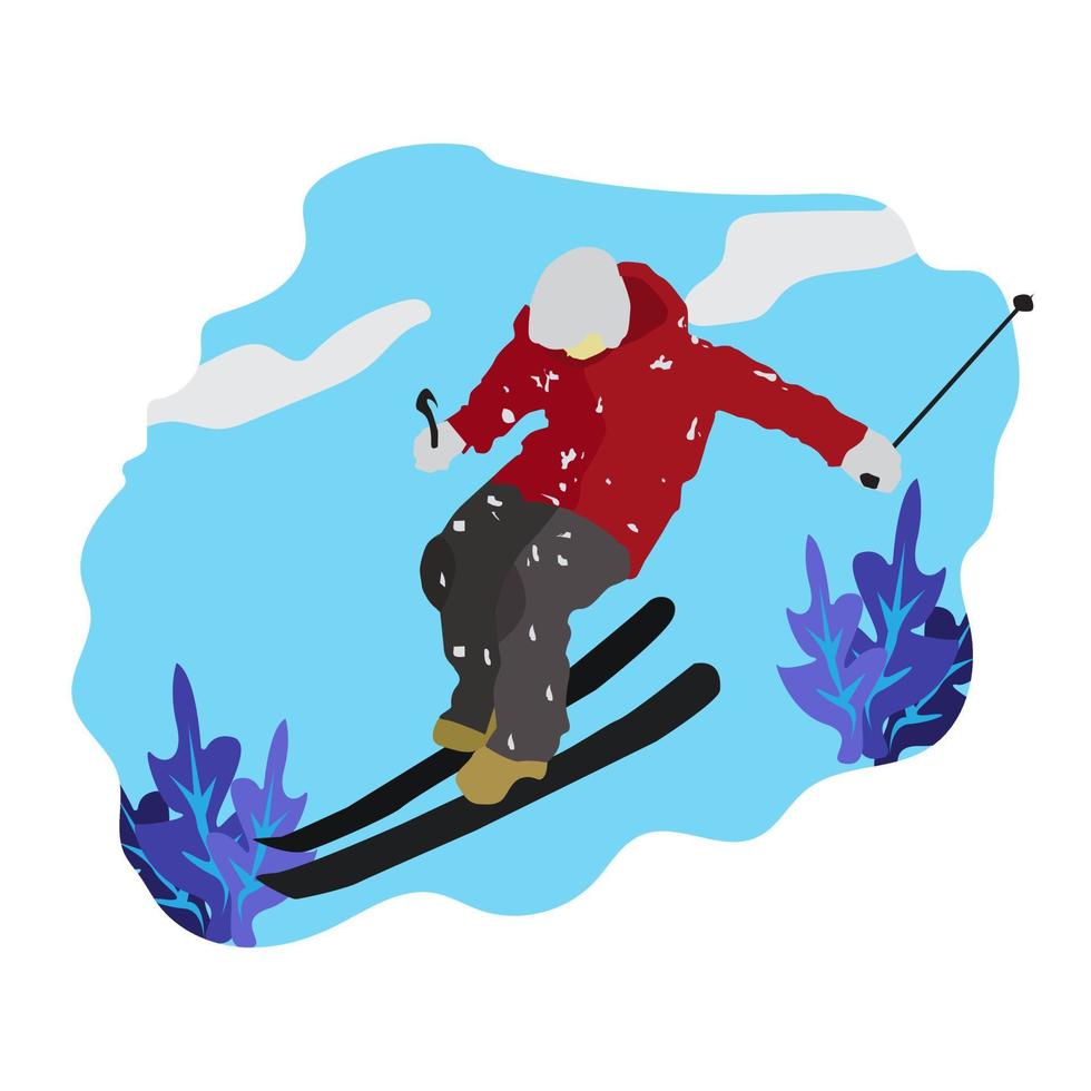 mensen skiën vlakke stijl ontwerp. wintersport vector