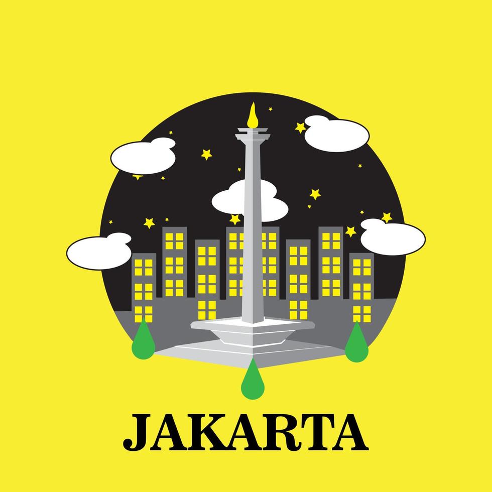 nationaal monument jakarta landmark icoon, jakarta indonesisch. vector