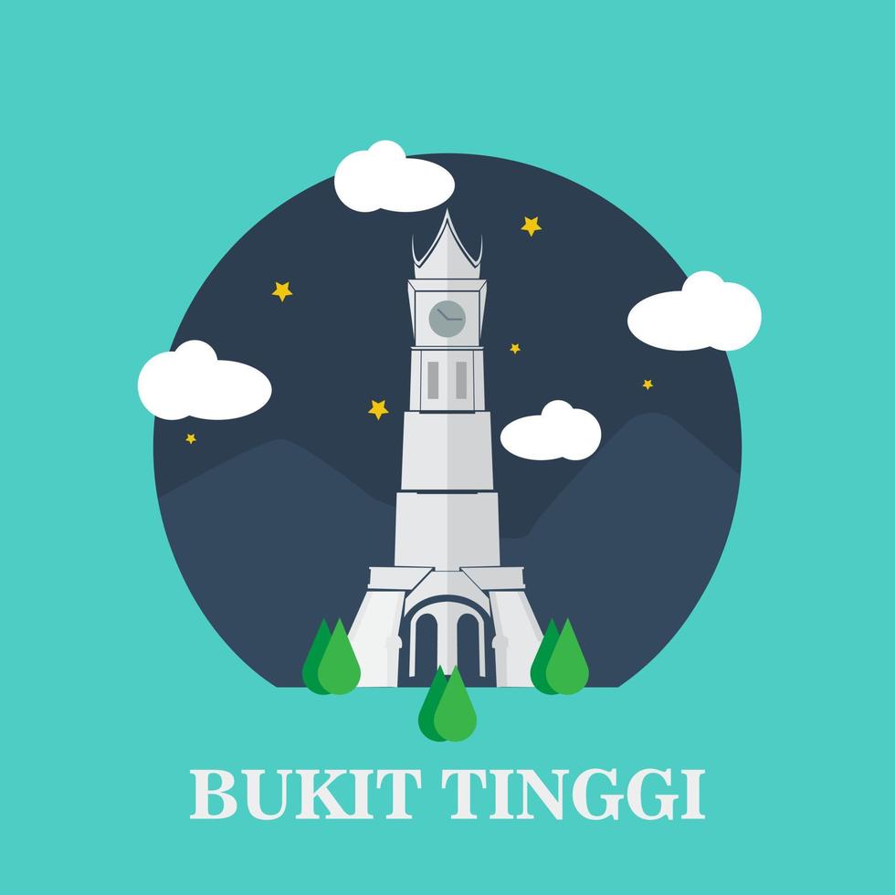 jam gadang het icoon van padang west sumatra indonesië vectorillustratie vector