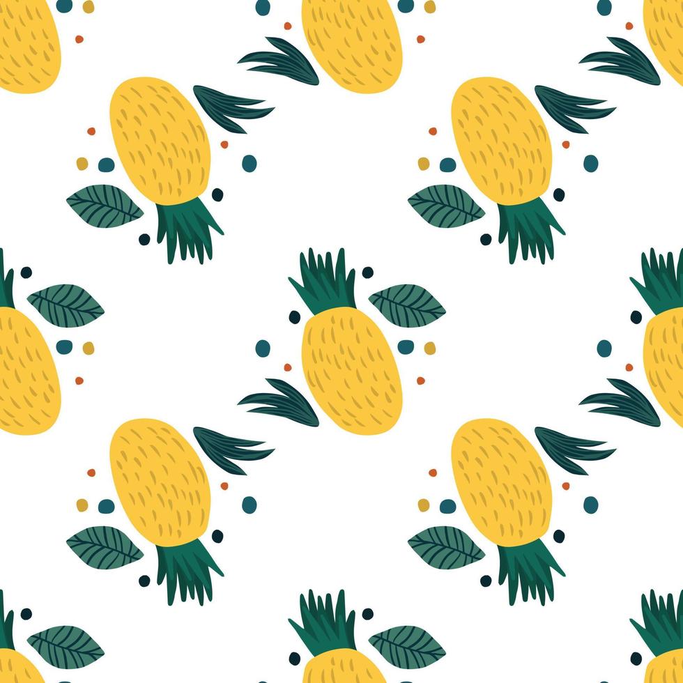 ananas naadloos patroon. hand getekend ananas eindeloos behang. vector