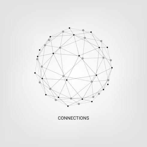 Abstracte technologieachtergrond. Geometrische vectorachtergrond. Wereldwijde netwerkverbindingen met punten en lijnen. Hubnetwerkverbinding minimale lijnachtergrond vector