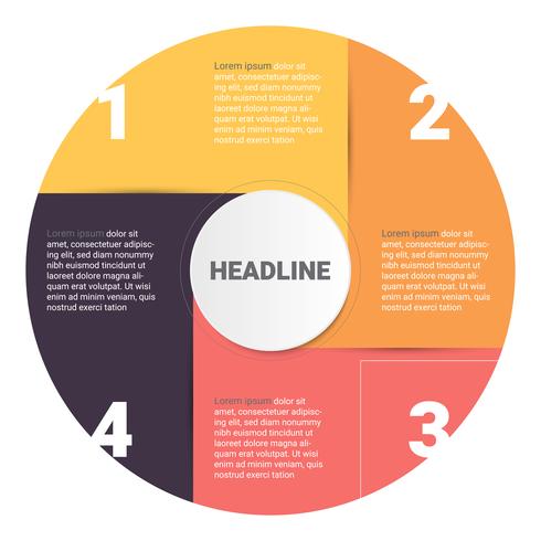 Infographicsdiagram met 4 stappen, opties of processen. Vector bedrijfsmalplaatje voor presentatie. bedrijfsgegevensvisualisatie.