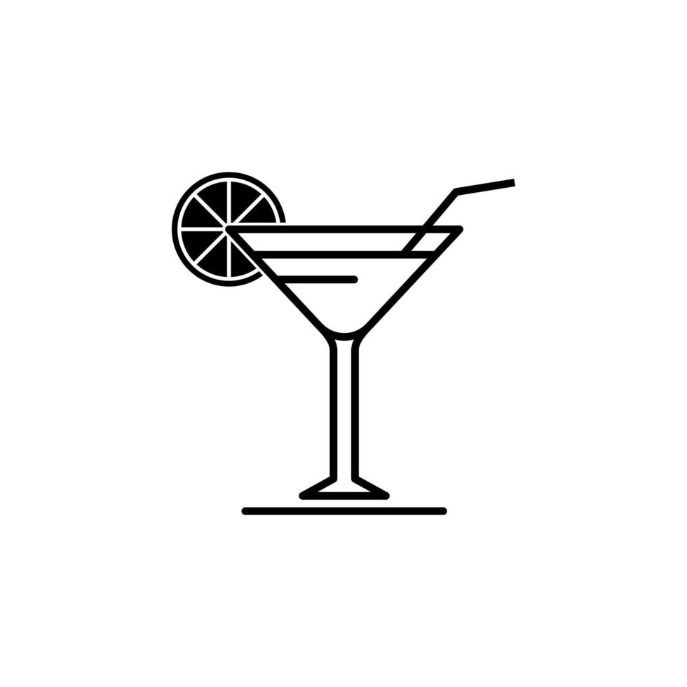 glas limonade icoon. koude drank in glas met citroen en stro geïsoleerd overzichtsteken. verfrissing, zomerdrankje, cocktailconcept. ontwerp geïsoleerd op een witte achtergrond. vector illustratie