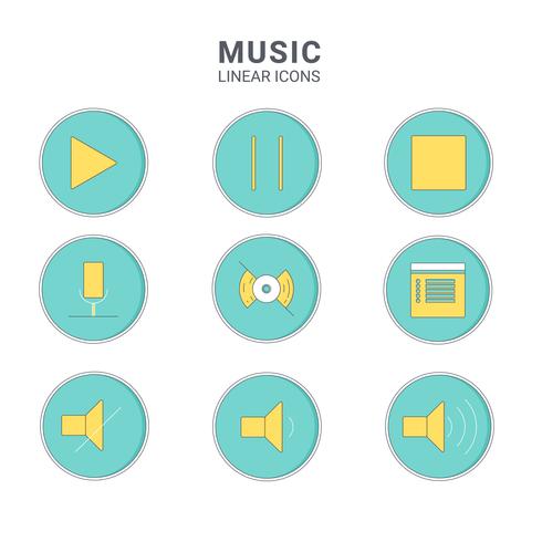 Muziek pictogrammen. Lijn kunst ilustration vector-symbool. vector