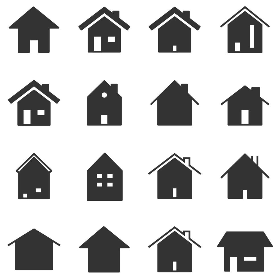 set van huis pictogram vector illustrator. huis lineaire lijn silhouet symbool. 640x640 pixels.