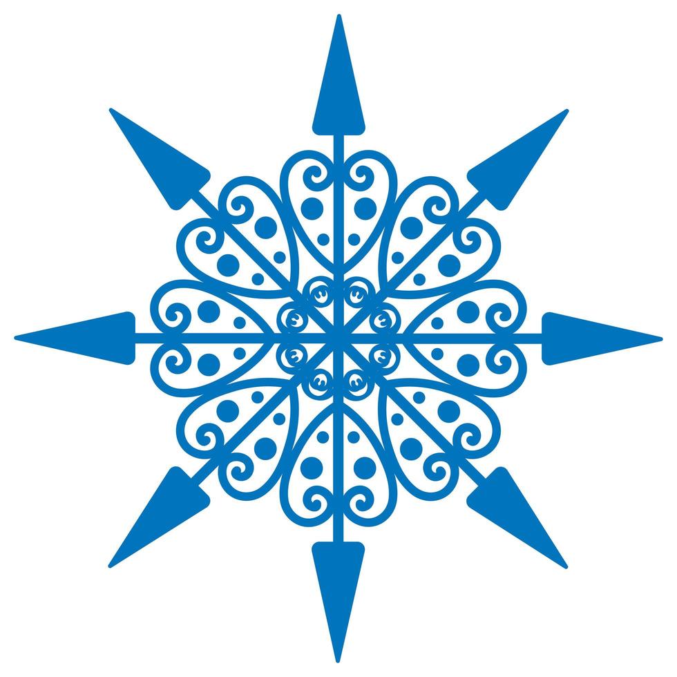 bevroren silhouet van kristallen sneeuwvlok voor winterontwerp. vectorillustratie met kerst- en nieuwjaarselement vector