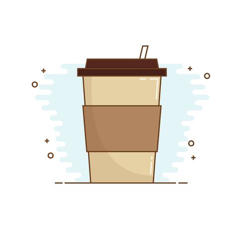 Lijn art koffie ontwerpstijl. Koffiekopje pictogram. vector