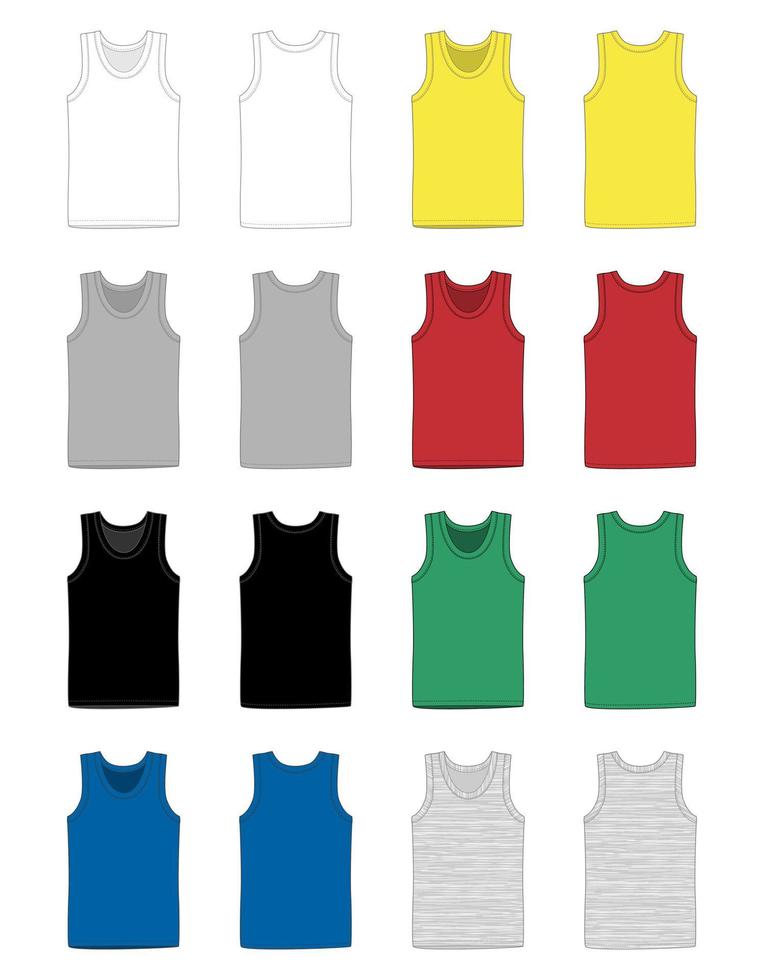 set mannen vest ondergoed. tanktop in voor- en achteraanzicht. vector