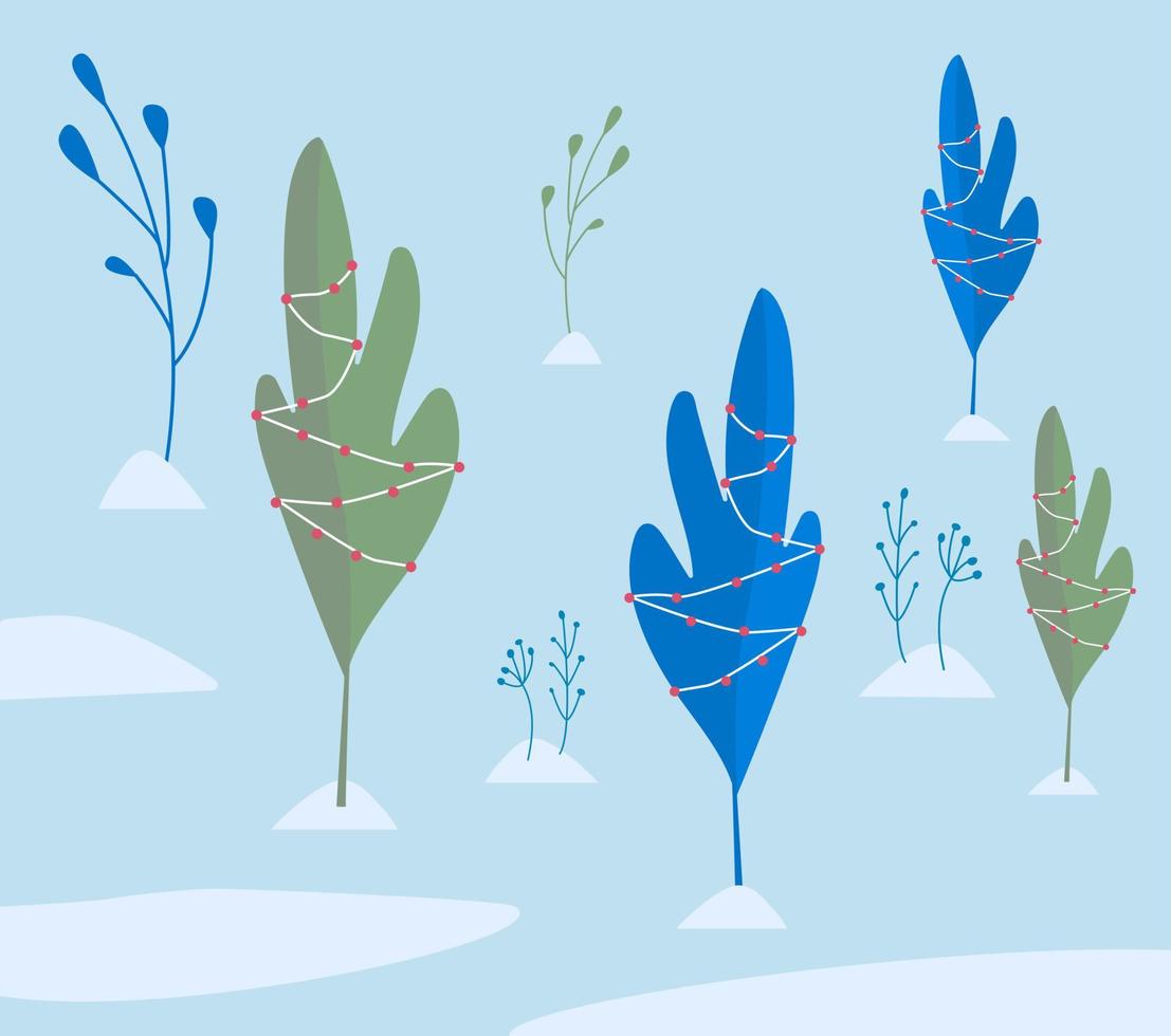 kerst winterlandschap achtergrond. platte vectorillustratie. vector