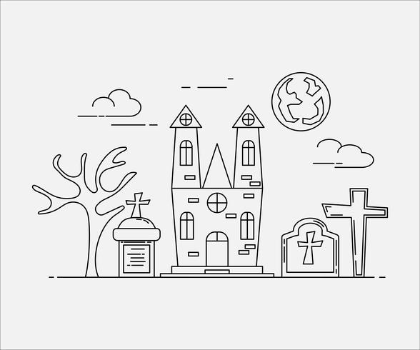 Vlakke lijnstijl. ontwerp voor halloween. website en banner. vector