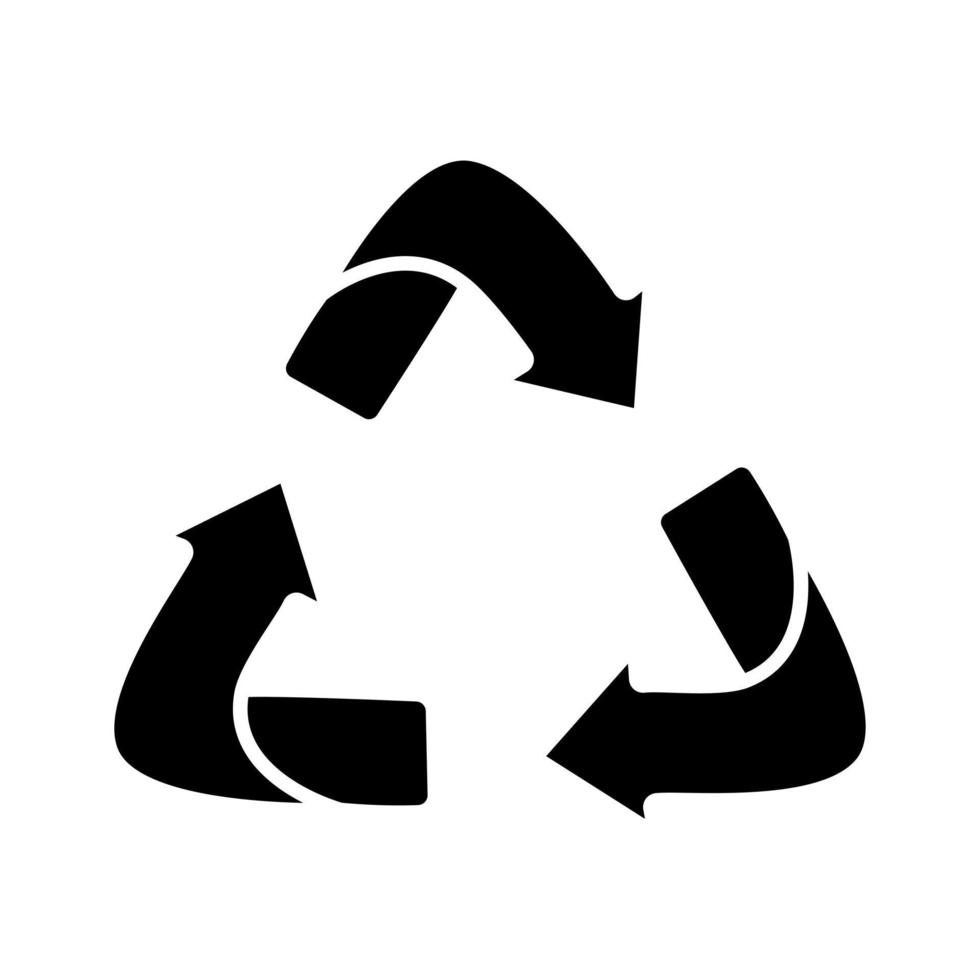 glyph-pijlen recyclen eco-symbool. gerecycled teken. cyclus gerecycled pictogram. vector