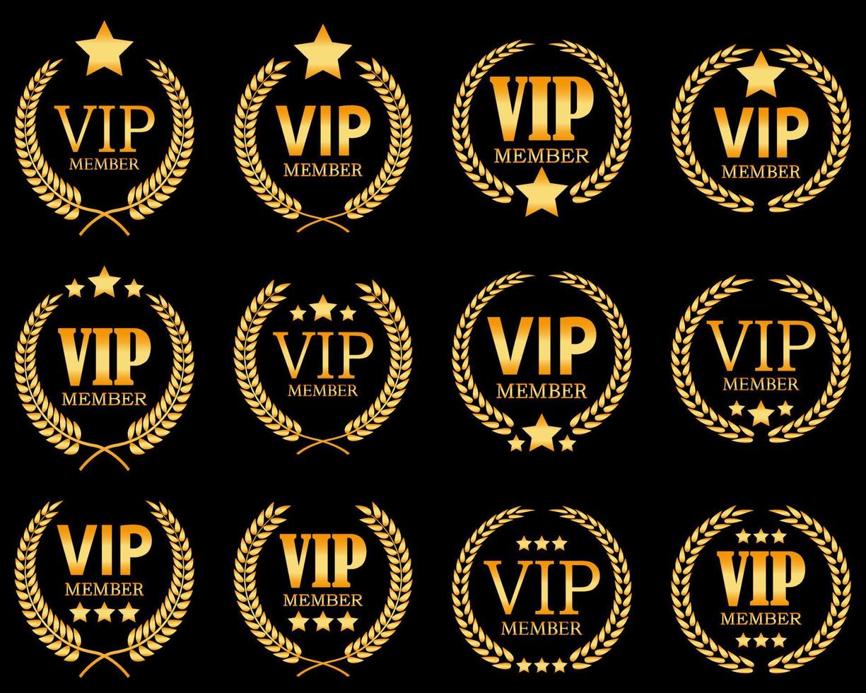 verschillende luxe gouden vip-labels vector