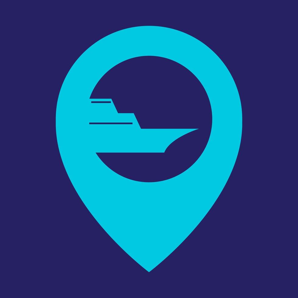 pin kaart locatie met cruiseschip logo ontwerp vector grafisch symbool pictogram teken illustratie creatief idee