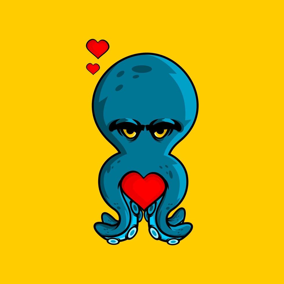 vectorillustratie van octopus en liefdesteken, liefdesdag vector