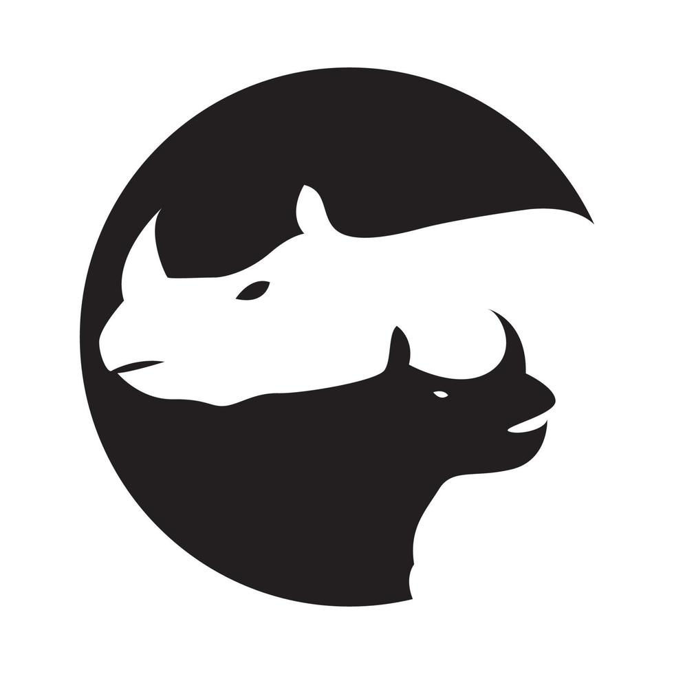 moeder neushoorn met haar welp logo ontwerp vector grafisch symbool pictogram teken illustratie creatief idee