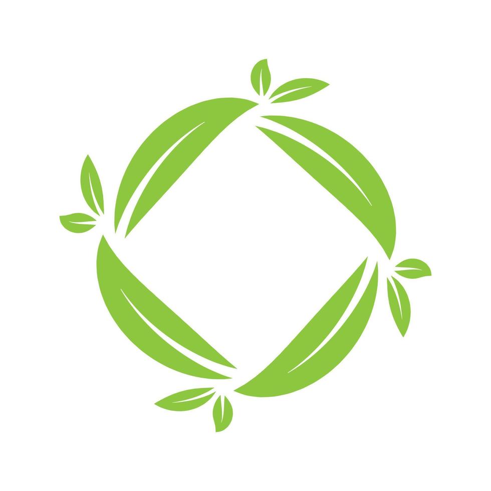 cirkel vierkant kunst met groen blad plant logo ontwerp vector grafisch symbool pictogram teken illustratie creatief idee