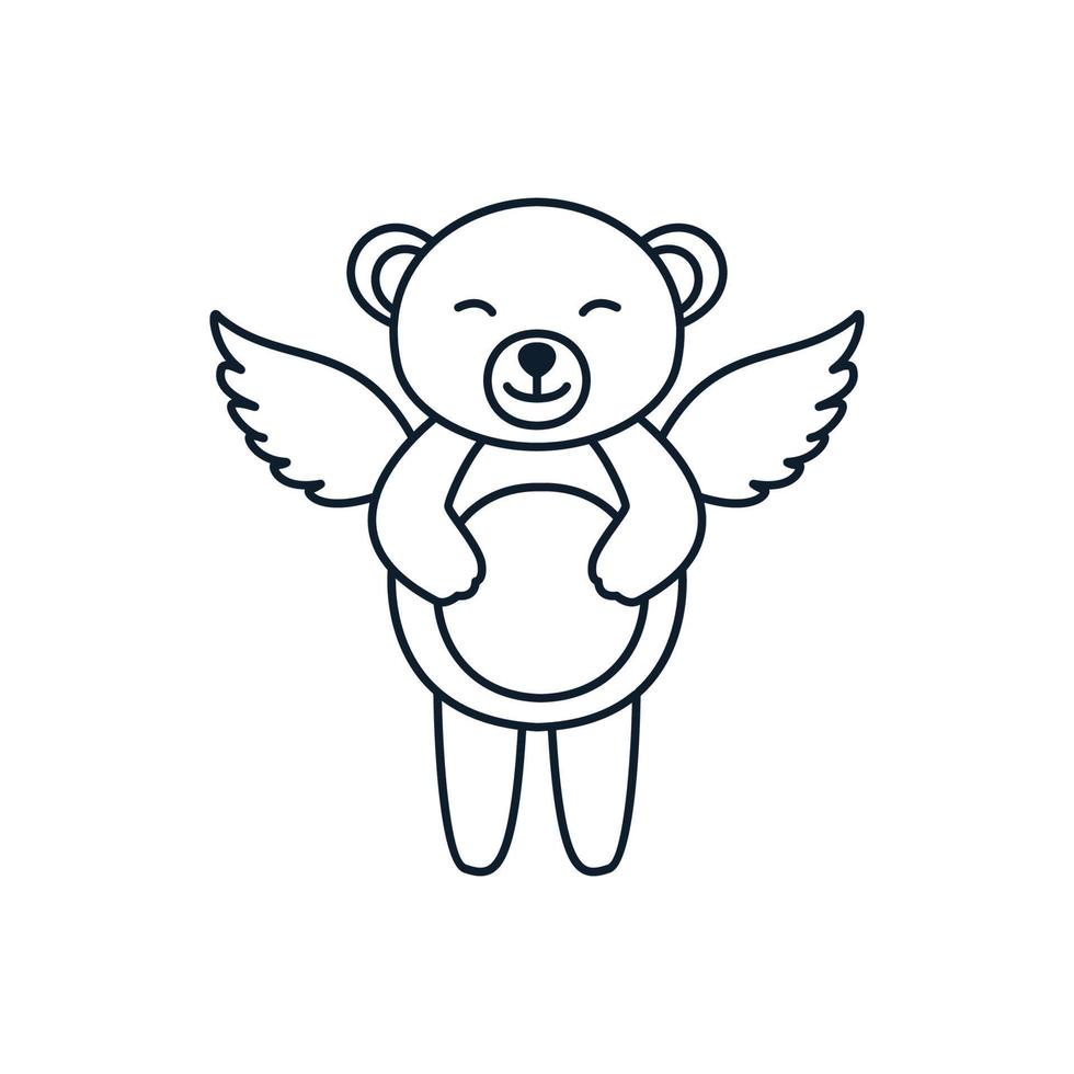 beer met vleugel schattige cartoon logo vector illustratie ontwerp afbeelding