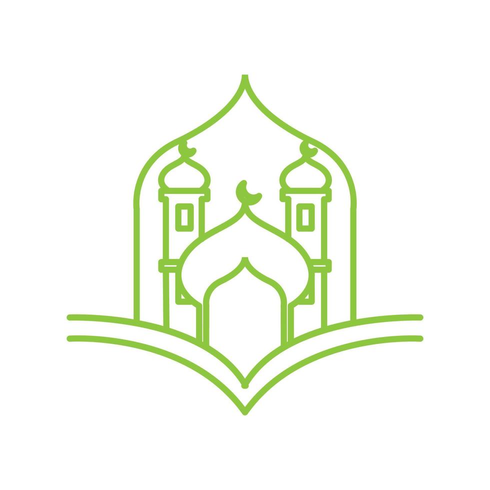 koran open met koepel moskee lijn logo ontwerp vector grafisch symbool pictogram teken illustratie creatief idee