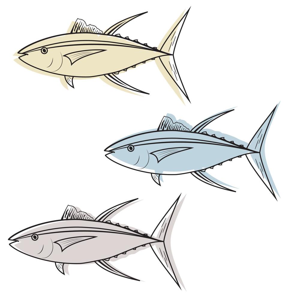 tonijn geïsoleerd op een witte achtergrond, kleur vectorillustratie vector