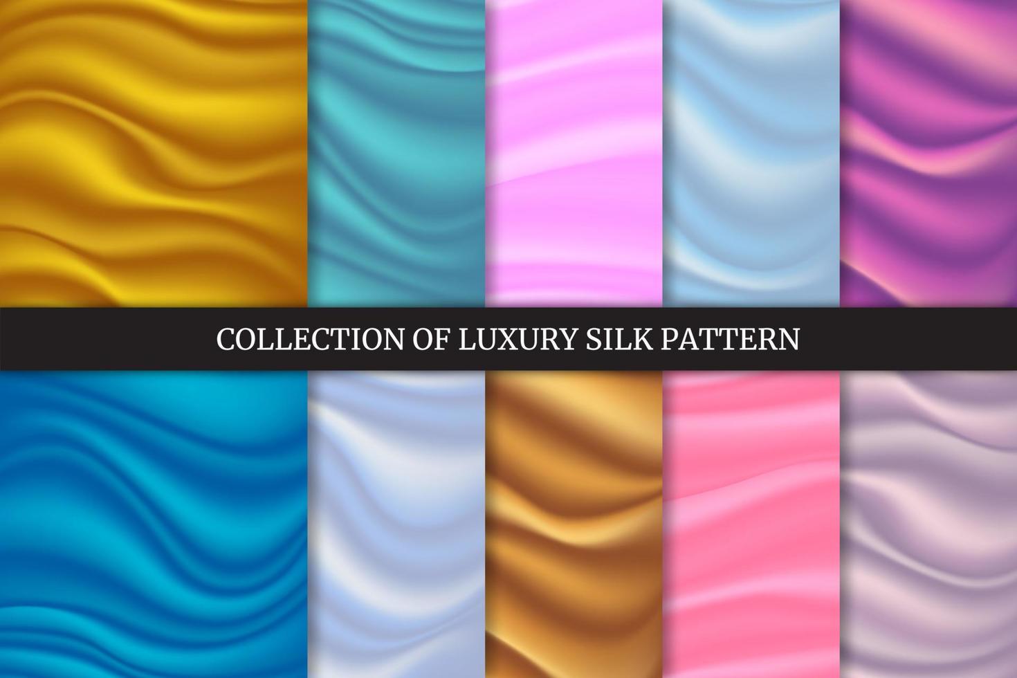 set van luxe satijn en zijde doek stof vouw achtergrond en textuur. vector illustratie