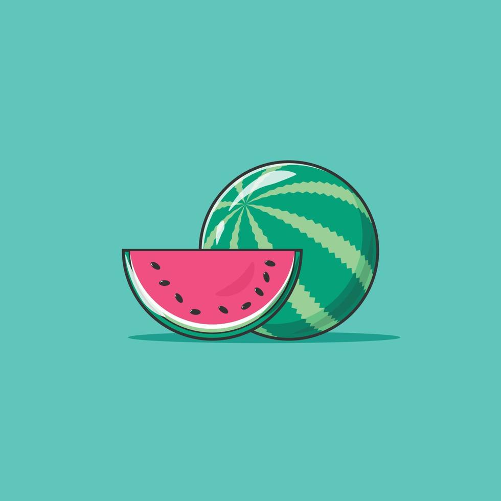 watermeloen vectorillustratie pictogram. fruitvector. platte cartoonstijl geschikt voor webbestemmingspagina, banner, flyer, sticker, behang, achtergrond vector