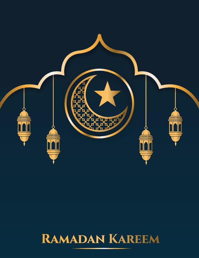 ramadan sale verticale banner met gouden maansikkel, ster en lantaarnelement geschikt voor sociale media-promotie en marketingpostsjabloon vector