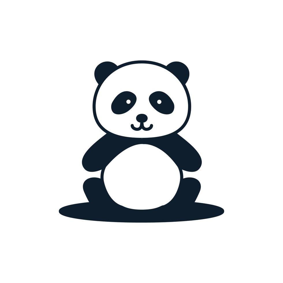 panda zitten blije glimlach schattige cartoon logo pictogram vectorillustratie vector
