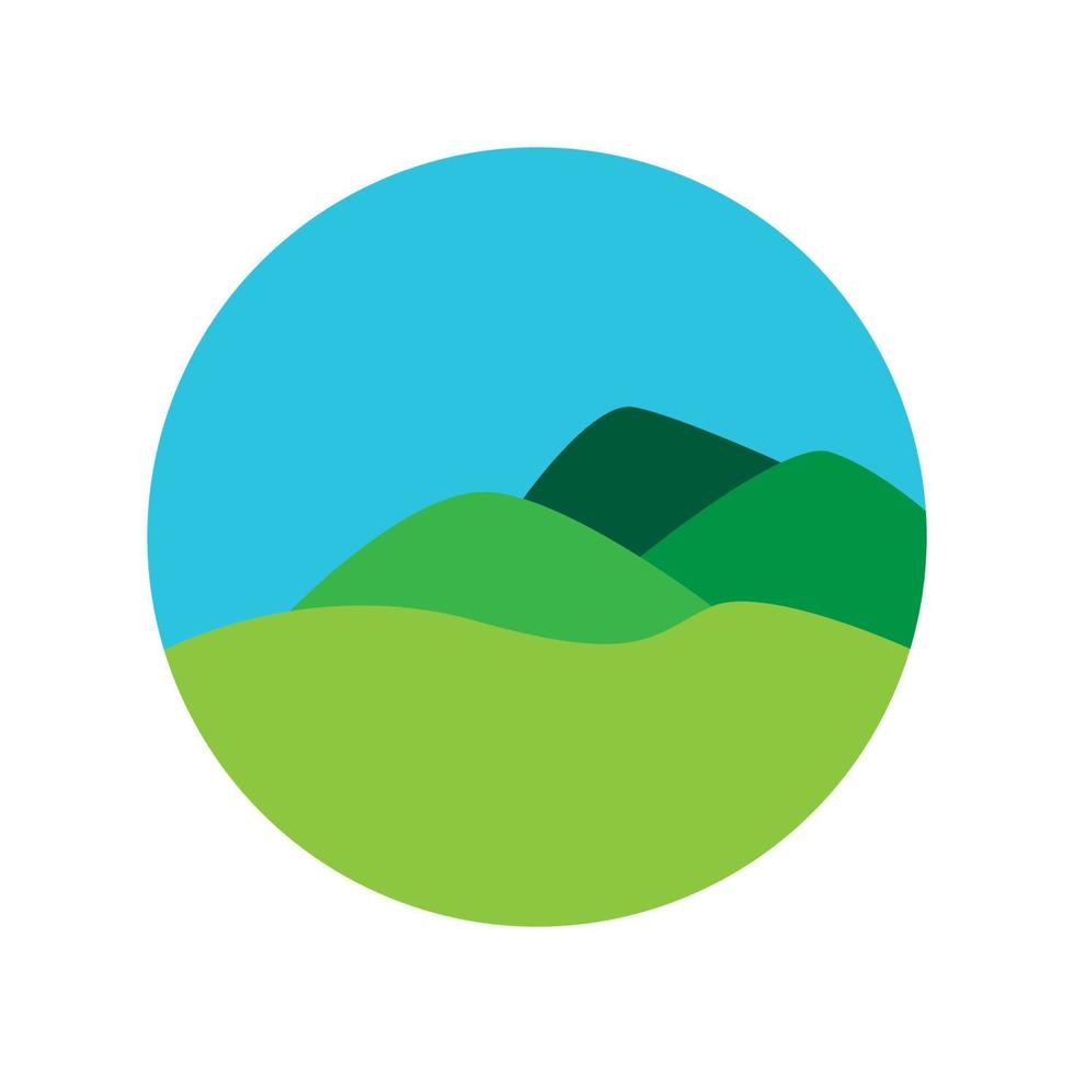landschap groen heuvel cirkel logo symbool pictogram vector grafisch ontwerp illustratie