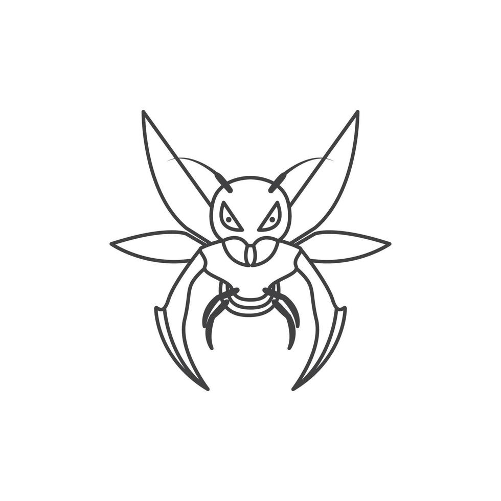 dier insect bij cartoon lijn eenvoudig logo symbool pictogram vector grafisch ontwerp illustratie