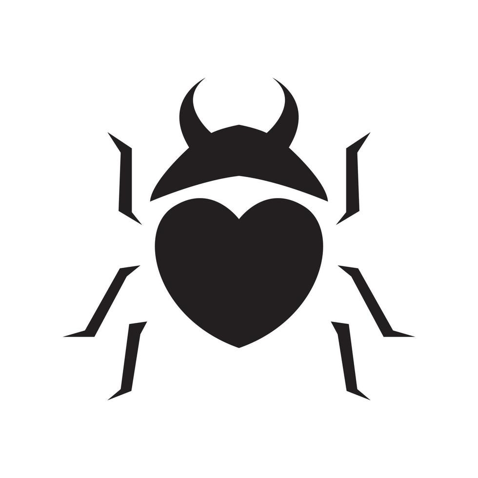 insect kever met liefde logo ontwerp vector grafisch symbool pictogram teken illustratie creatief idee