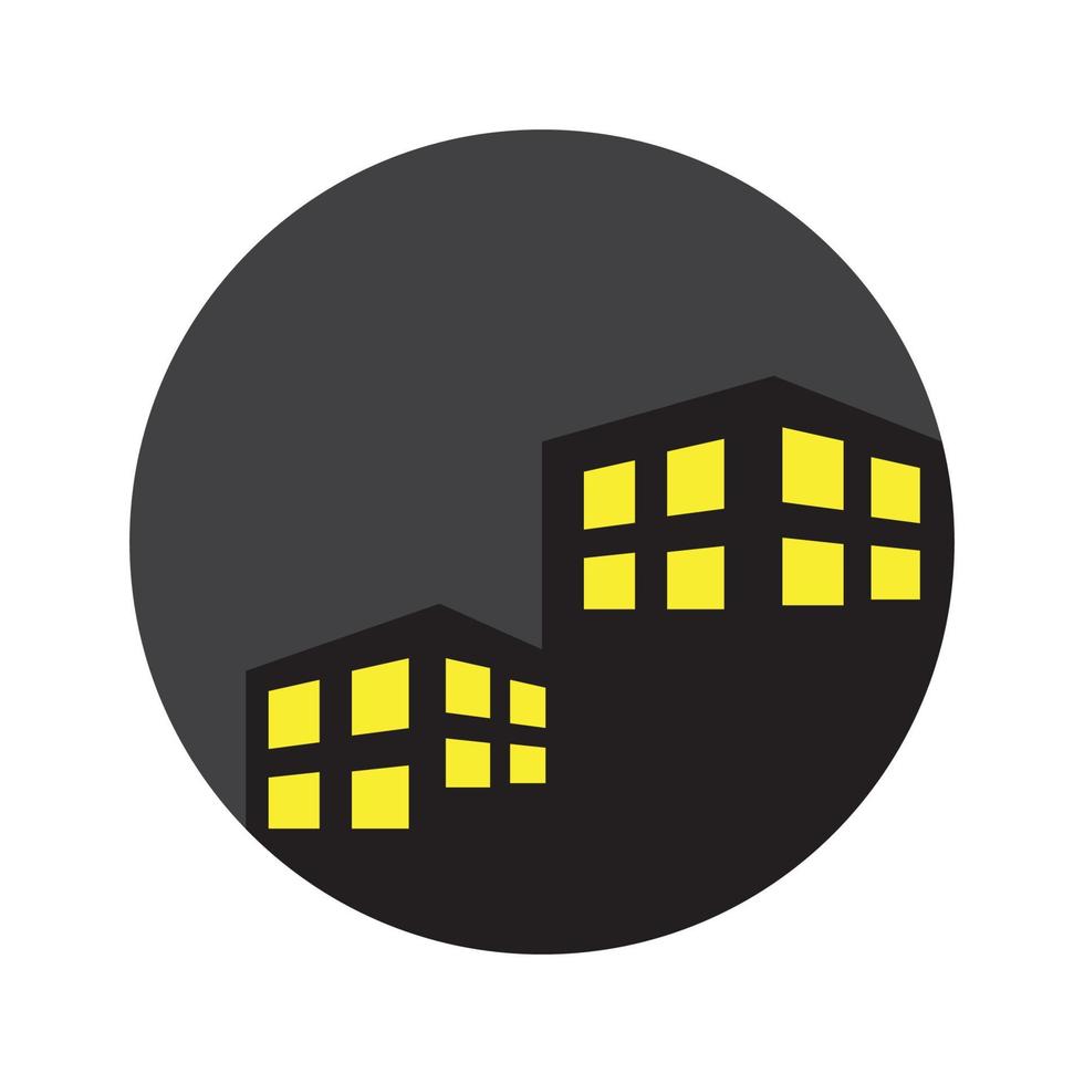 nacht stad huis met lichte kamer logo symbool pictogram vector grafisch ontwerp illustratie idee creatief