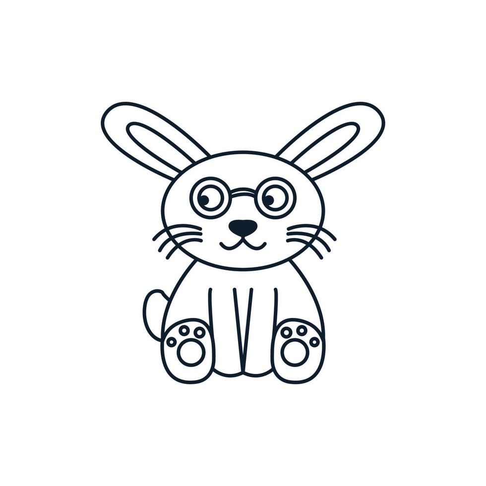konijn of konijntje met zonnebril schattige cartoon lijn logo vectorillustratie vector