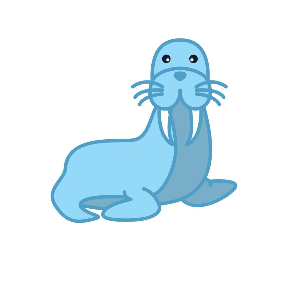 walrus of zeehond glimlach schattig logo pictogram illustratie vector