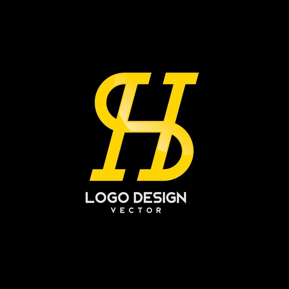 h symbool gouden monogram logo sjabloon vector