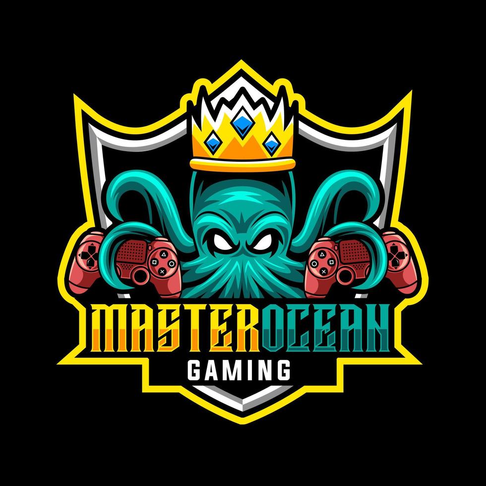 koning octopus gaming mascotte esport logo vector