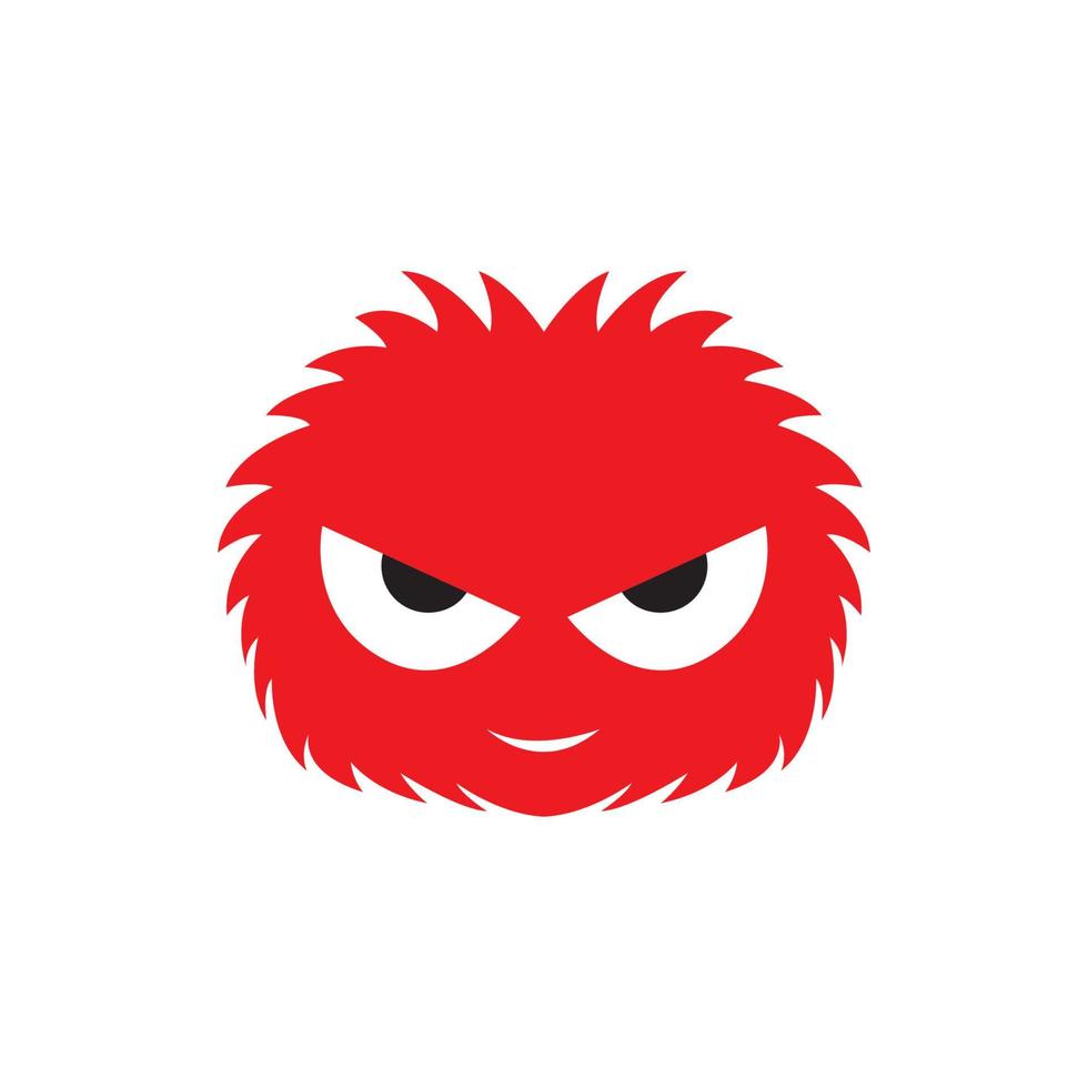 schattig rood monster hoofd glimlach logo pictogram vector illustratie ontwerp