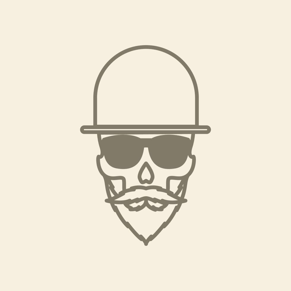 man met baard en zonnebril lijn hipster logo symbool pictogram vector grafisch ontwerp illustratie