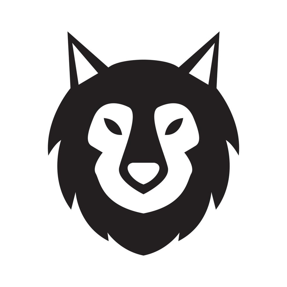 eenvoudig gezicht zwarte wolf wild logo ontwerp vector grafisch symbool pictogram teken illustratie creatief idee