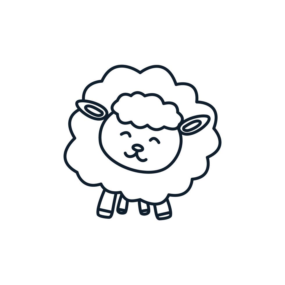 lam of schaap of geit schattige cartoon lijn logo pictogram illustratie vector