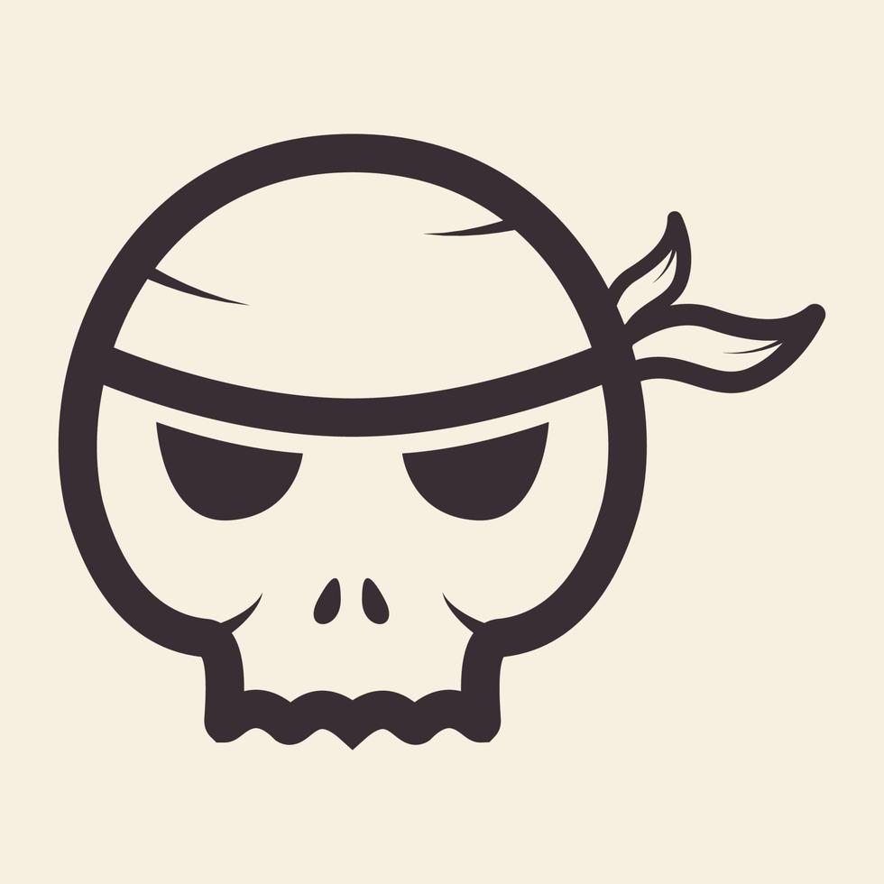 schedel vintage lijn met hoofdband logo ontwerp vector grafisch symbool pictogram teken illustratie creatief idee