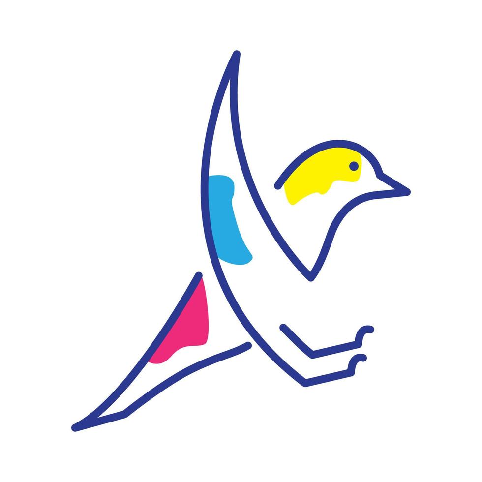 lijn abstract vogel bespringen logo ontwerp vector grafisch symbool pictogram teken illustratie creatief idee