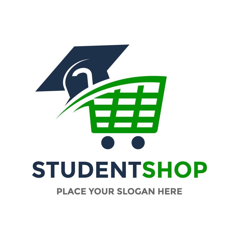 student winkel vector logo sjabloon. dit ontwerp gebruikt hoed en tas symbool. geschikt voor onderwijs.