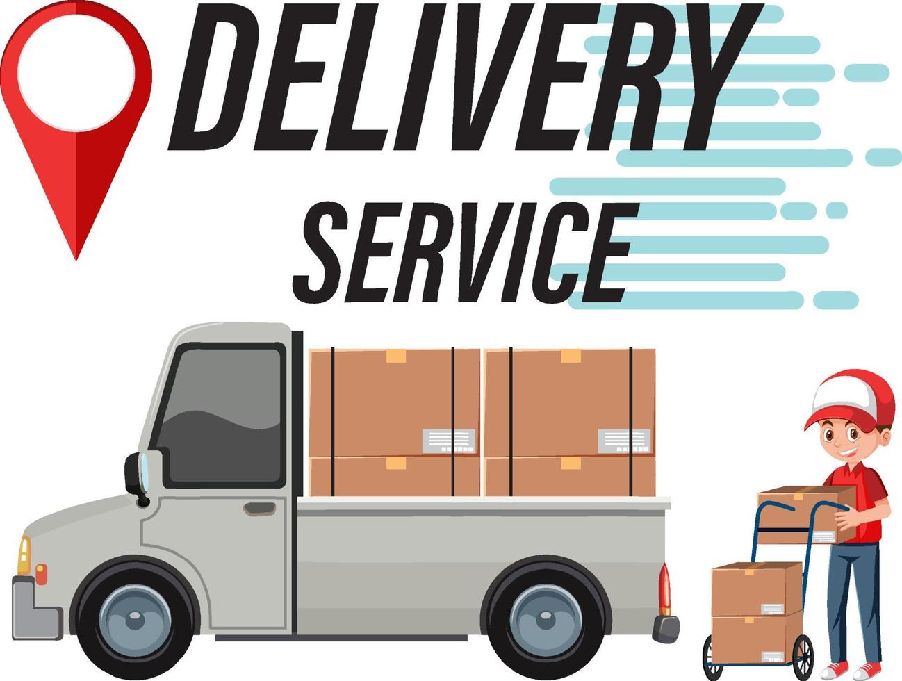 lettertype-logo voor bezorgservice met bestelwagen en koerier vector