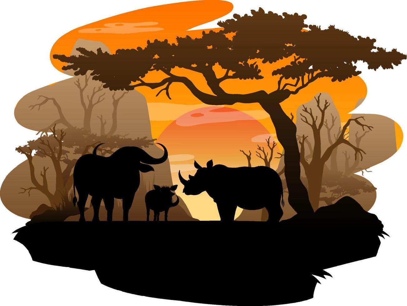 geïsoleerde silhouet savanne bos vector