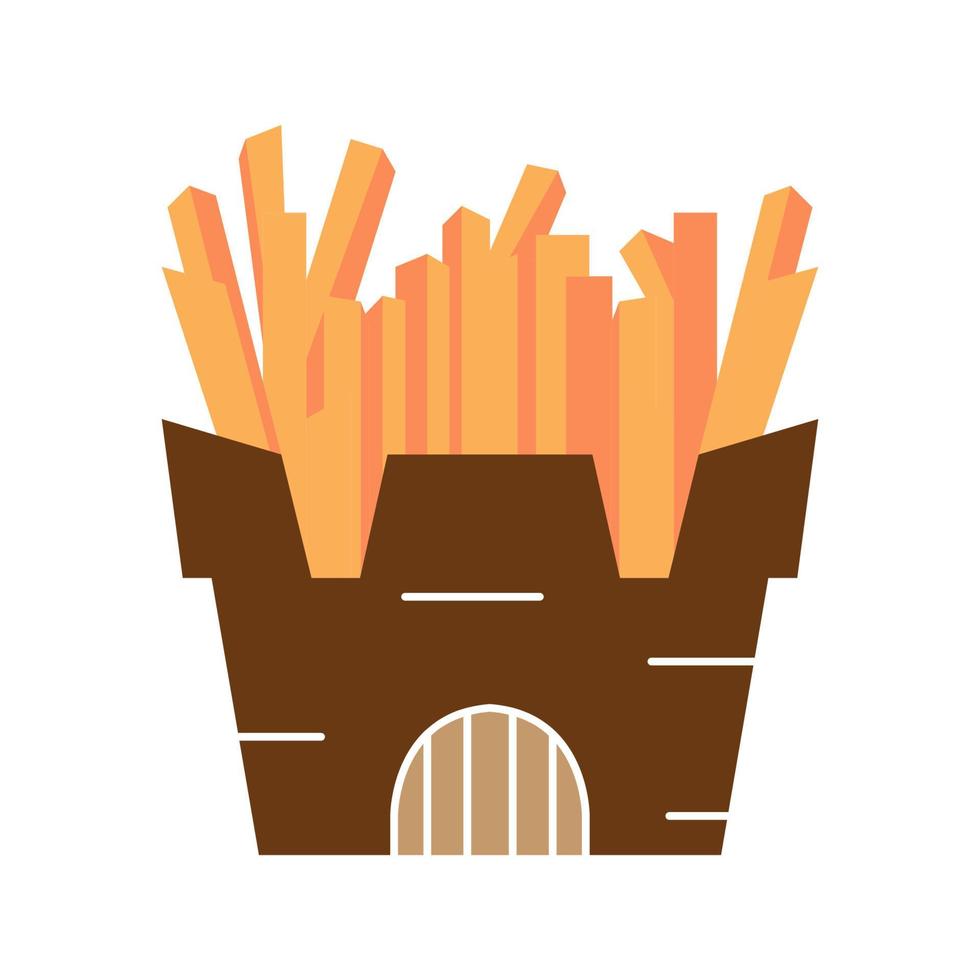 Franse frietjes kasteel logo ontwerp vector grafisch symbool pictogram teken illustratie creatief idee